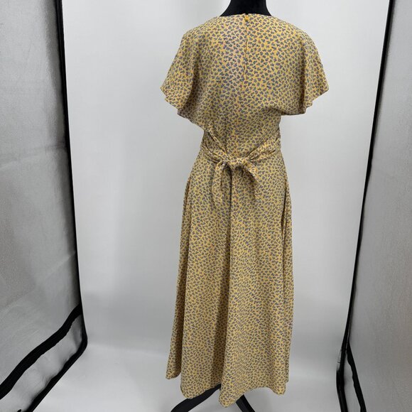 Casual Corner Womens Maxi Dress‎ Yellow Floral Faux Wrap Dress 6 Modest Cottage - Picture 7 of 8